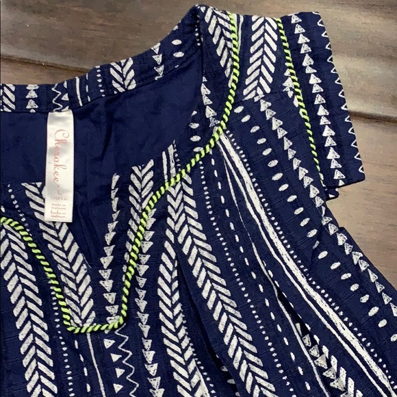 Cherokee Size Large 10/12 Navy White Dress Cute! - Picture 2 of 2